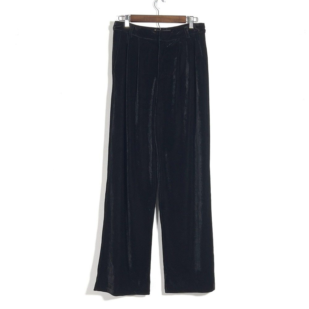 Endless Rose Velvet Wide Leg Pants Womens Sz L Black Pleated High Rise
